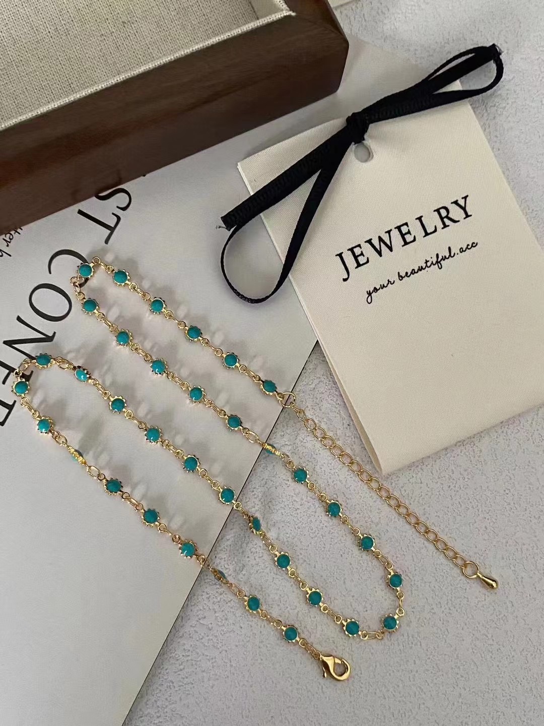 铜合金项链 【蓝色之恋】满天星串珠项链锁骨链清新夏季新款 050129