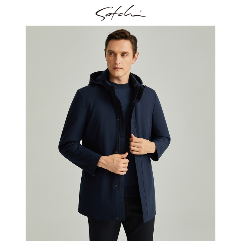 【可拆兔毛内胆】SATCHI男装男士派克羽绒服冬季新款商务保暖外套男