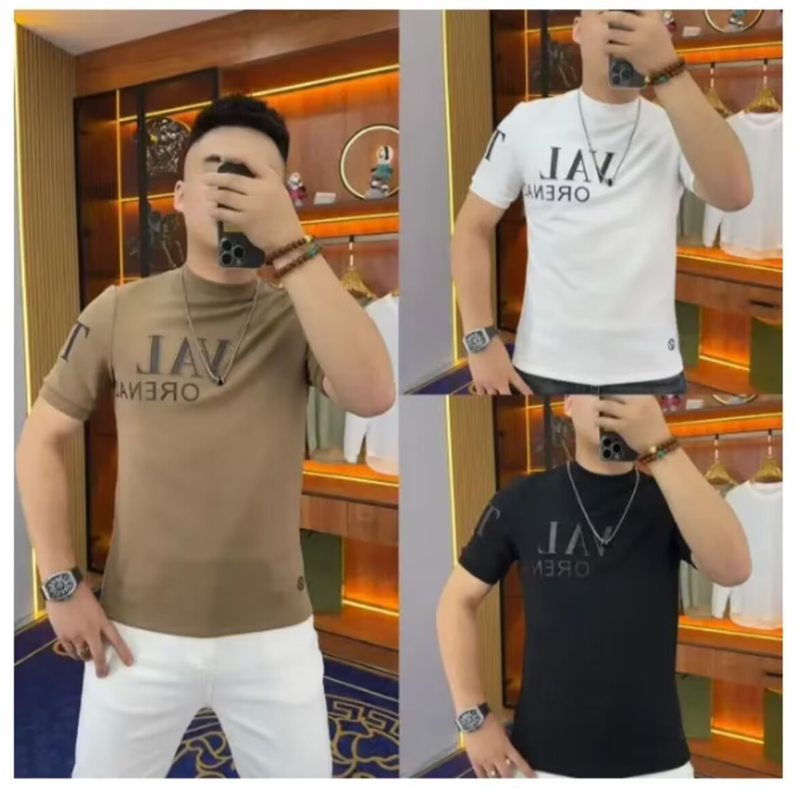 33255男士新款钢印突起字母印花短袖T恤