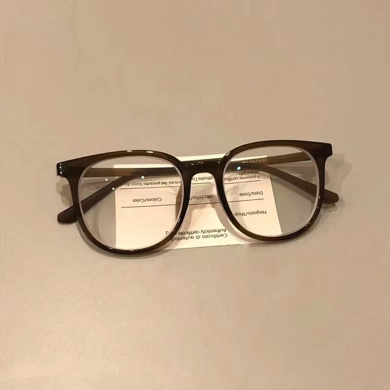 大框黑框显白栗子棕眼镜框调皮可爱学院可配近视女防蓝光超轻圆框