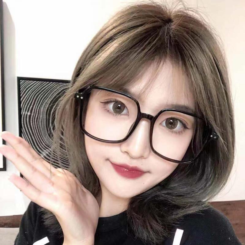 网红款超大眼睛框架女圆脸显瘦素颜神器近视眼镜框男平光镜韩版潮