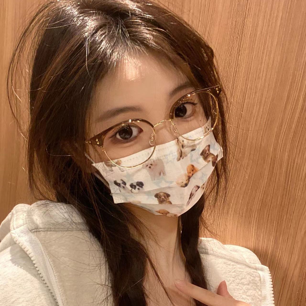 冷茶色超轻近视眼镜女可配有度数椭圆半框素颜显瘦眼睛框架平光镜