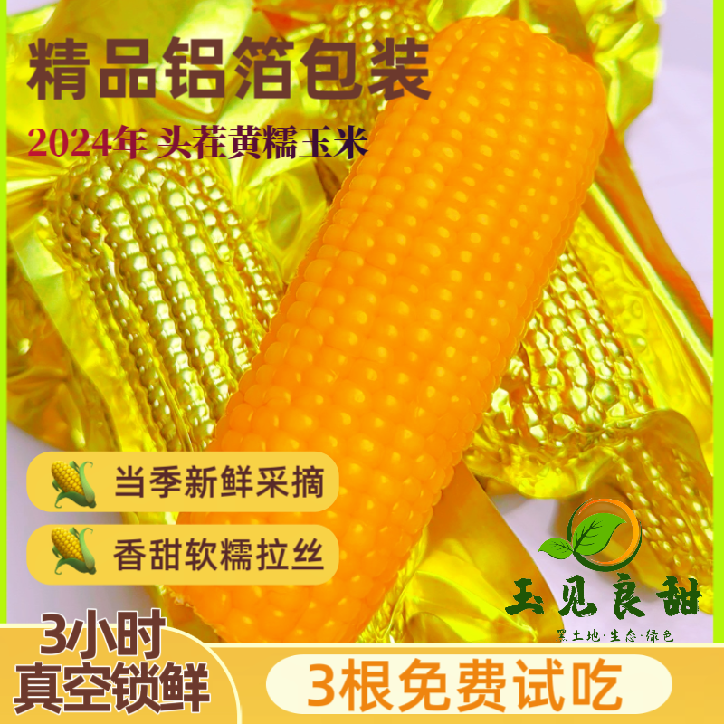 【试吃3根】东北黄糯玉米铝箔包装 5-6斤/箱共10根软糯香甜