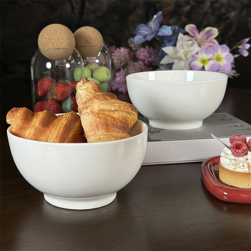 【天环元宝碗】6英寸椭圆陶瓷米饭汤碗早餐中餐简约高级白瓷餐具