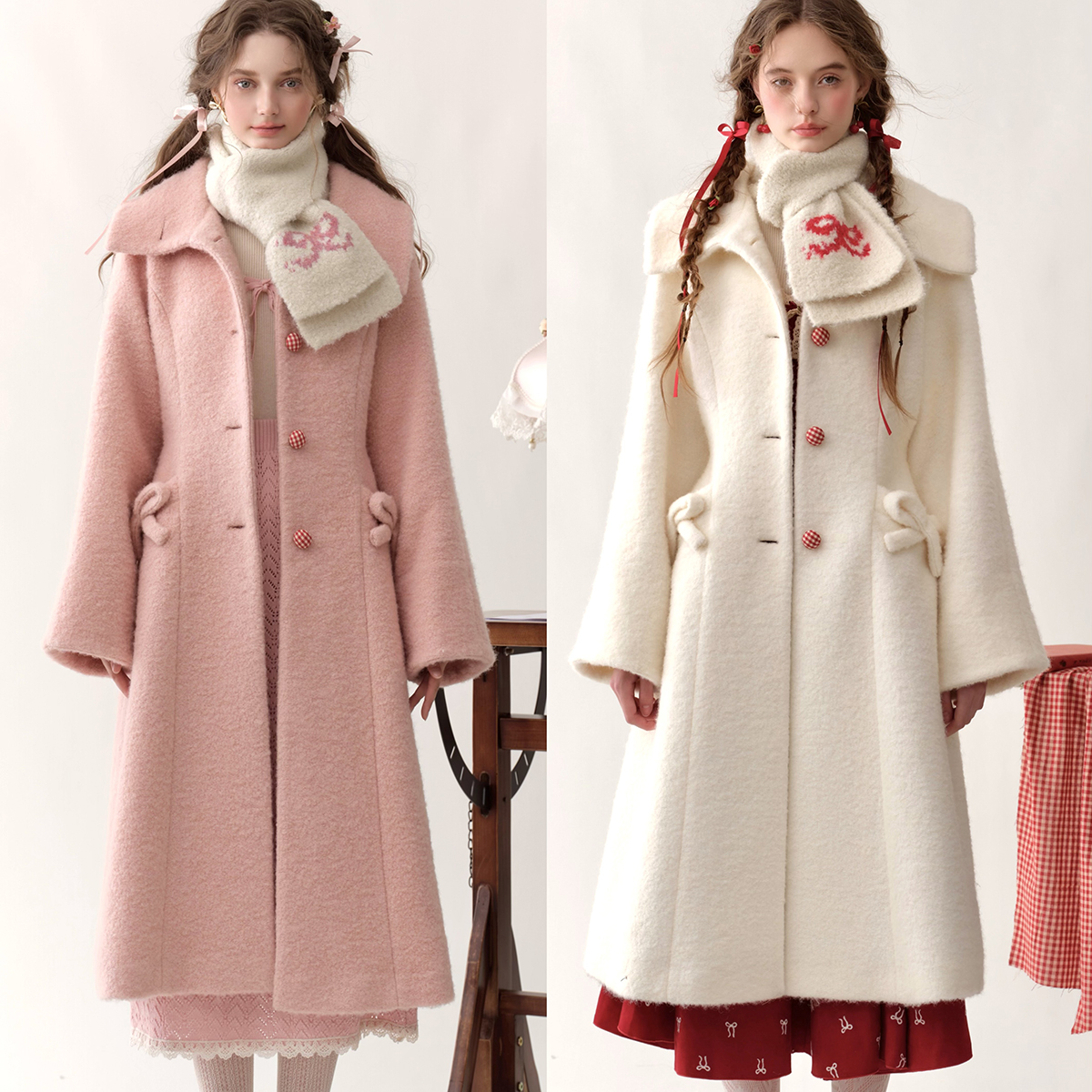 LaceMade 莓莓学姐 公主1件过冬 法式少女学院长款呢大衣厚外套冬