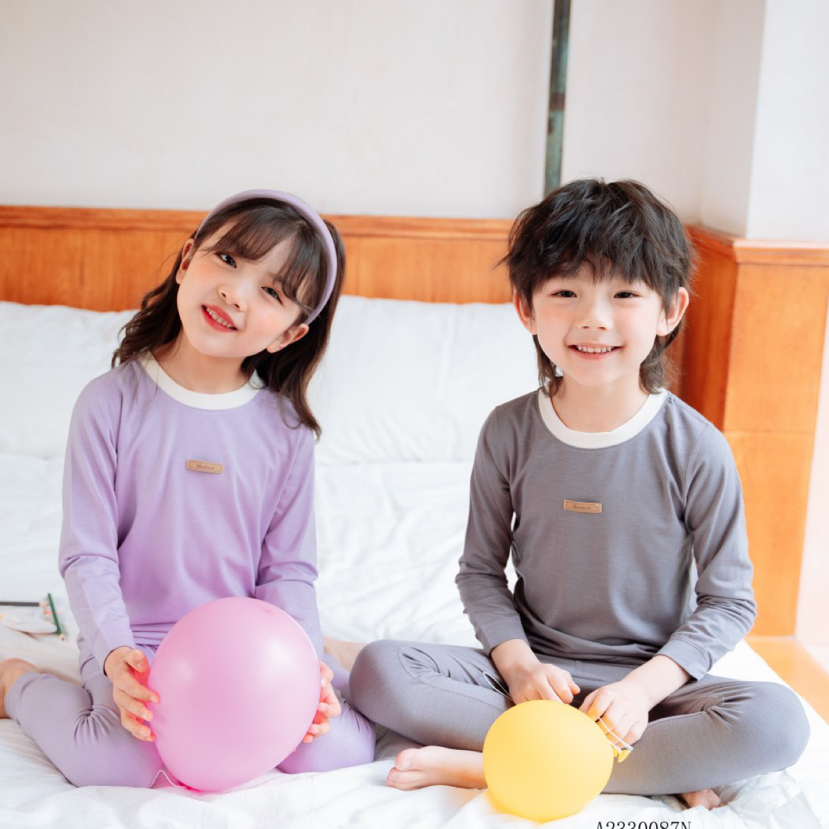 【薄款】海小丫巨软男女童秋衣裤套装纯色家居服
