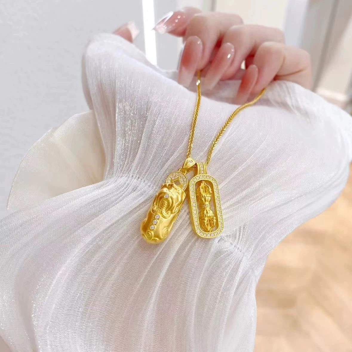 足金999/貔貅金刚杵降魔杵吊坠/不含链净金重计价/多样性选一发货
