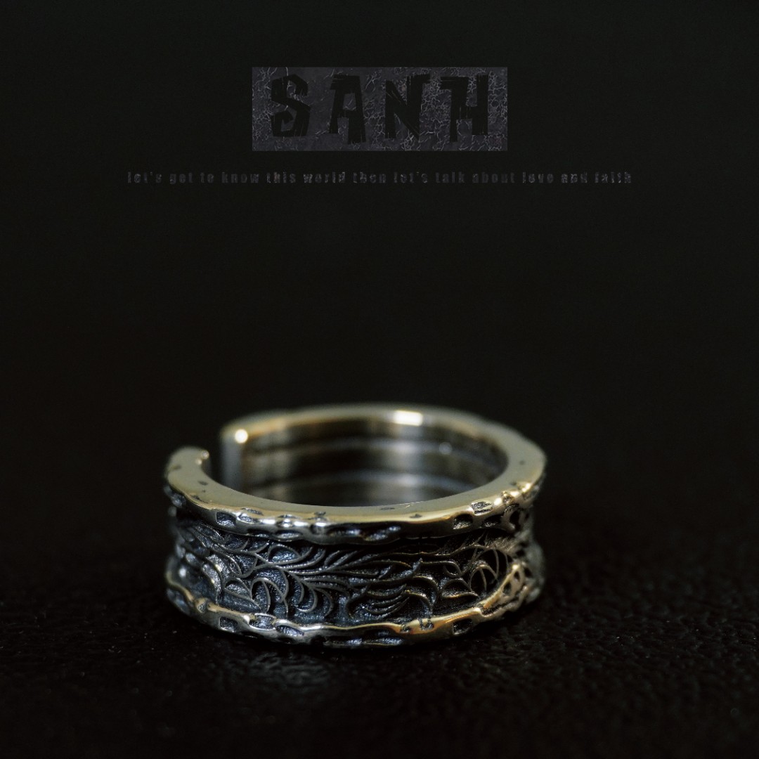 925银戒指 SANH男戒指【唐草】雕刻小众个性手工复古民族风男士