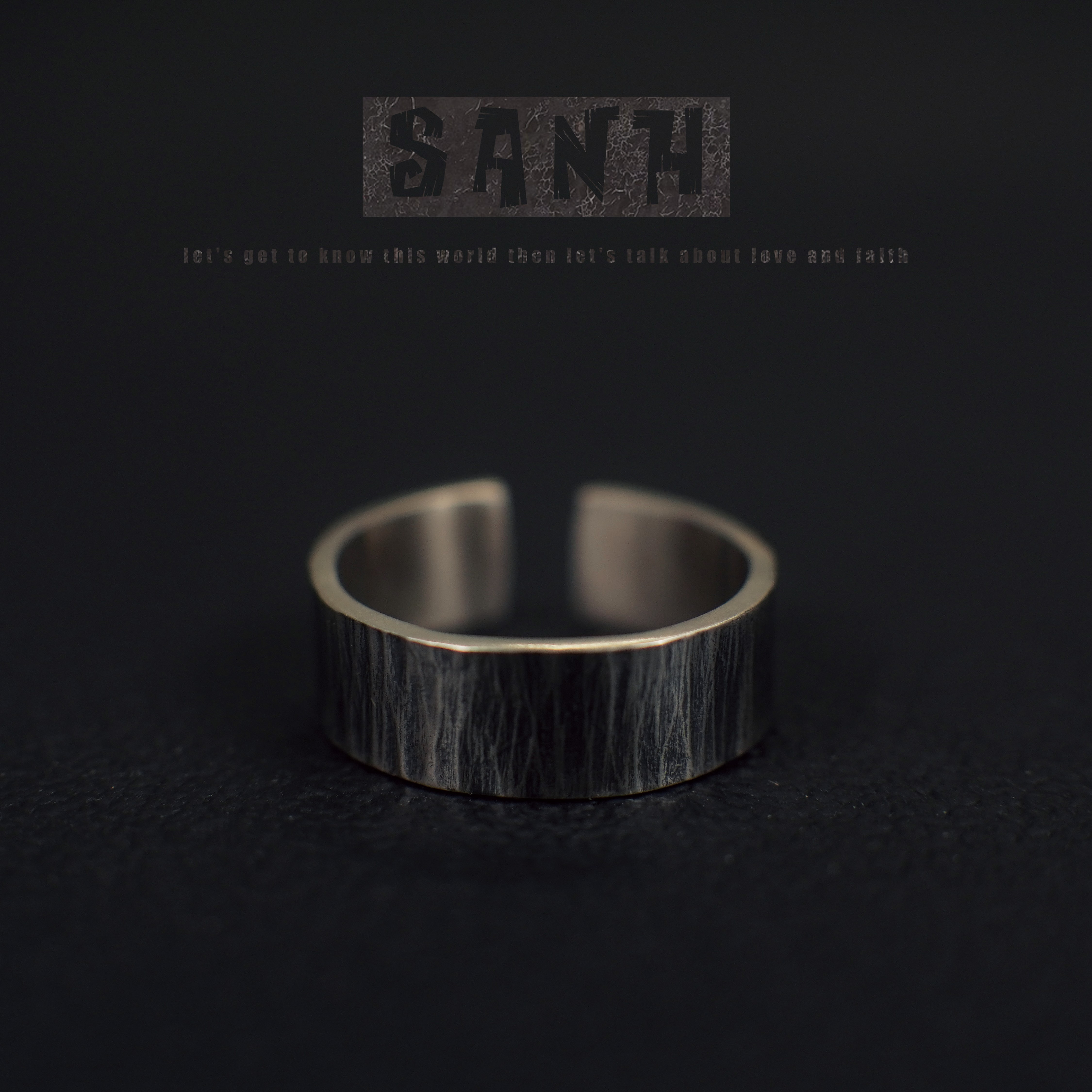 925银戒指 SANH男戒指【苍木纹】 开口做旧素款复古手工小众可调节