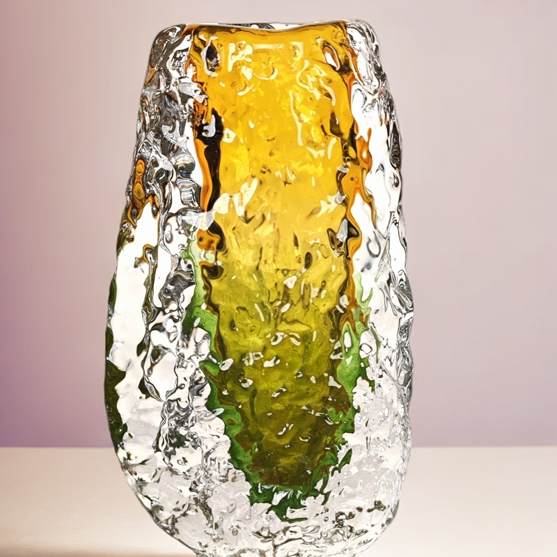 幻彩琉璃冰川花瓶高颜值高级感插花器艺术软装样板房琉璃花器摆件