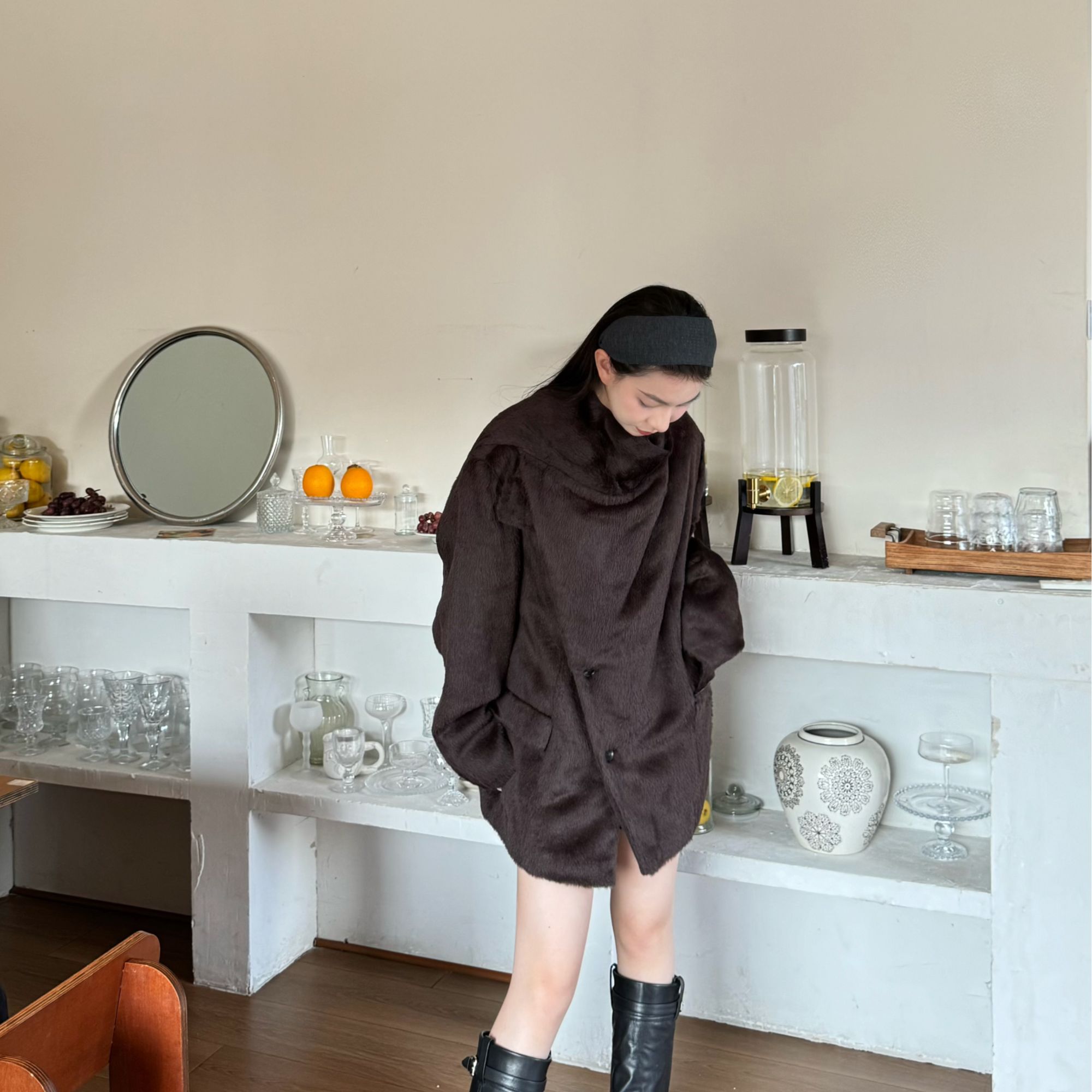 YOEYYOU 24冬季新款设计师品牌围巾领直身西装 2227