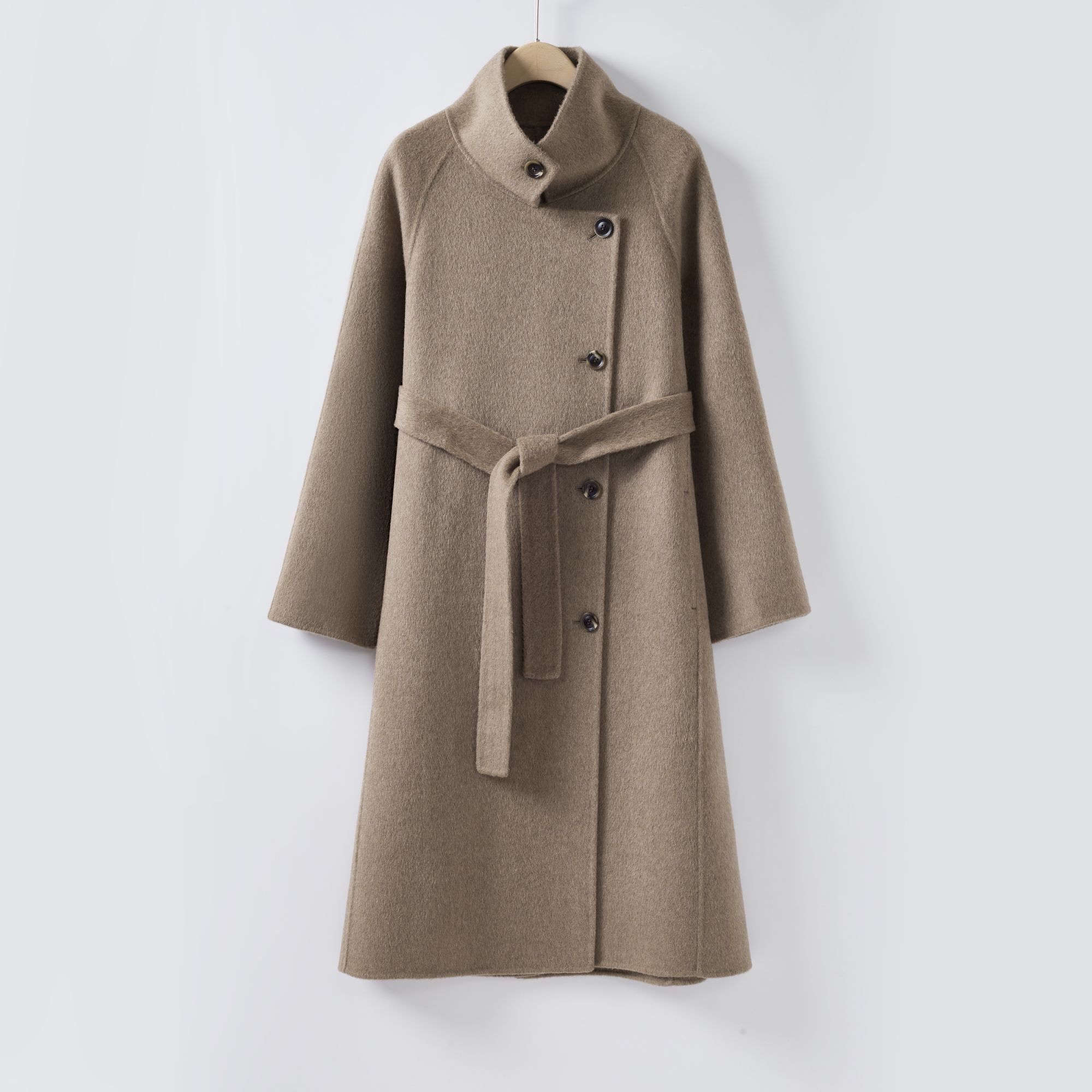 女士韩版宽松骆驼绒羊毛长款大衣ZX8613