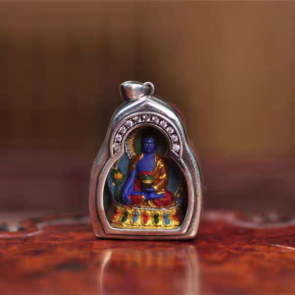 药师擦擦，925银外壳手工擦擦，带绳礼盒3*2.4