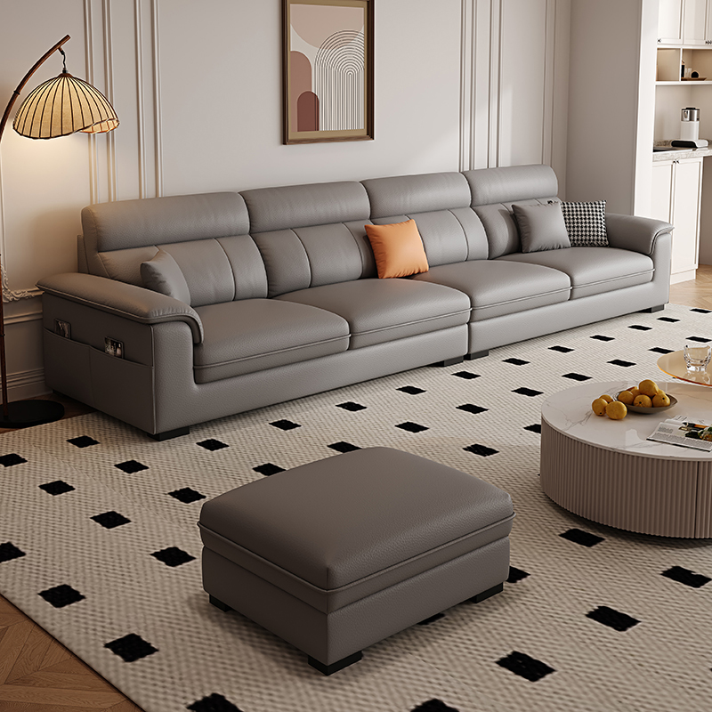 柏丝纳新款轻奢科技布沙发现代简约风格小户型直排奶油风家具