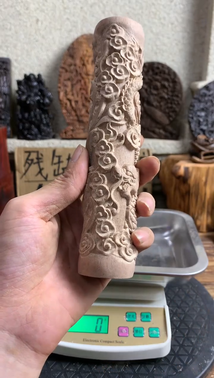 【闪购商品】香榧木木雕国标红木龙柱