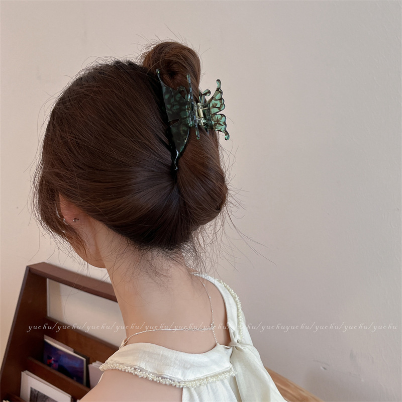 C067-气质醋酸蝴蝶发夹女高级感人鱼姬半扎盘发抓夹鲨鱼夹子头饰