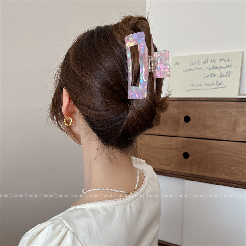 C043-醋酸抓夹大号后脑勺发夹法式复古白色发抓头饰发卡鲨鱼夹