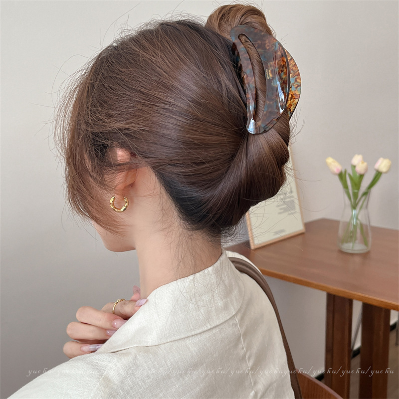 C048-法式醋酸抓夹高端大号后脑勺盘头发夹鲨鱼夹子高级感发饰