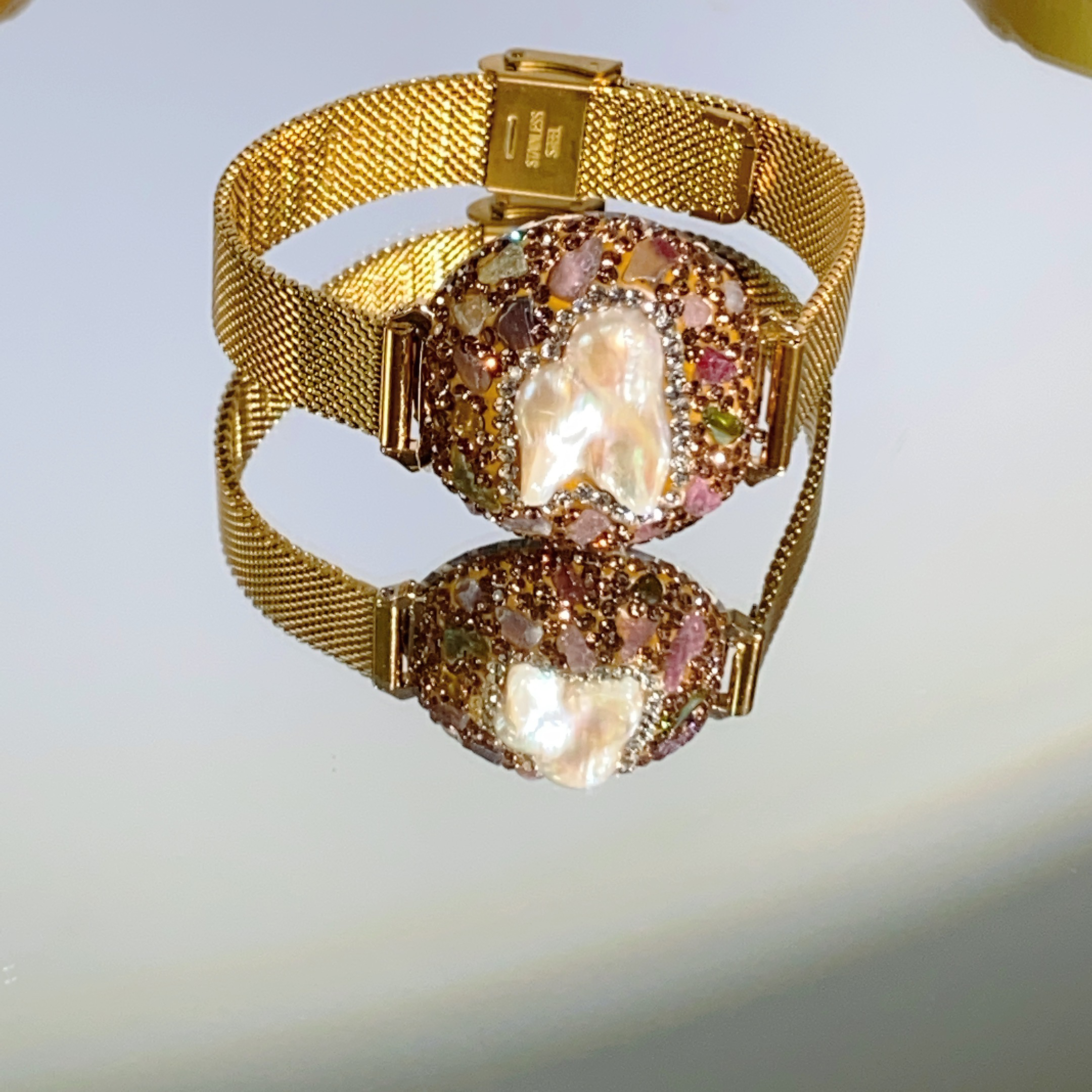 铜合金合成锆石手链 TTSD 白色巴洛克气质轻奢百搭手表链手链6464