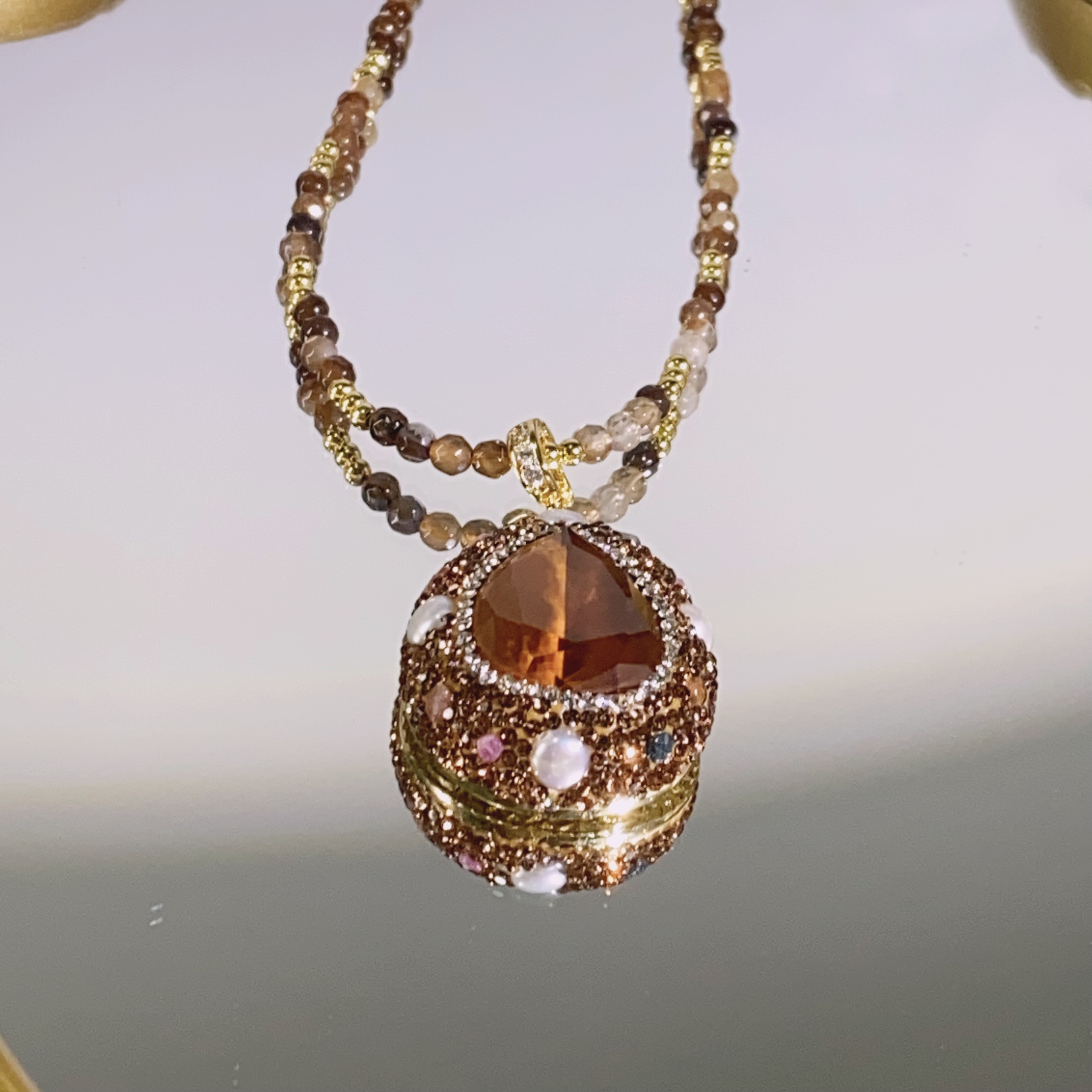 铜合金合成锆石吊坠 TTSD 水滴SDS 设计款3872手工气质时尚项链