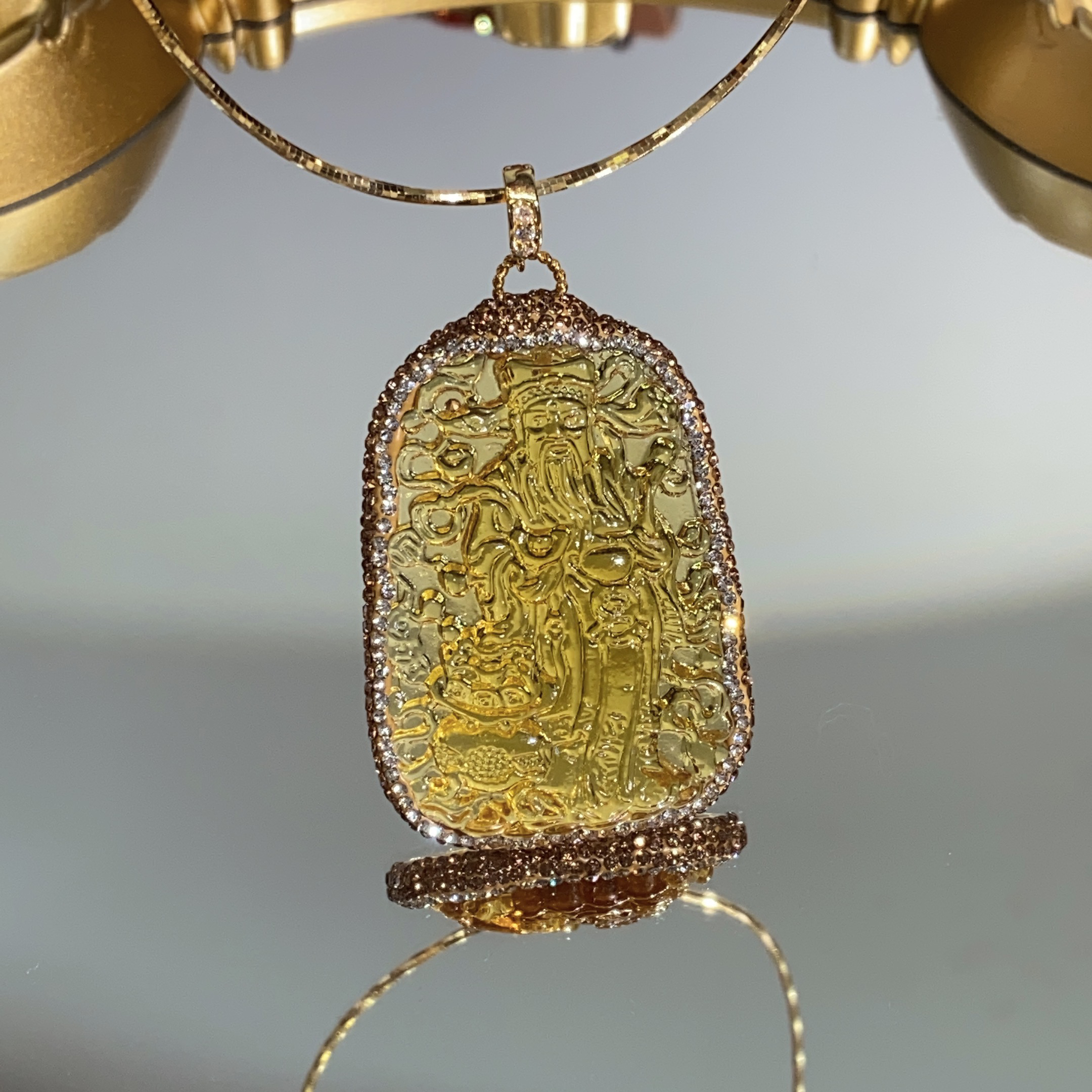 铜合金合成锆石吊坠 TTSD 黄色施华洛财神大吊坠3909气质时尚精雕