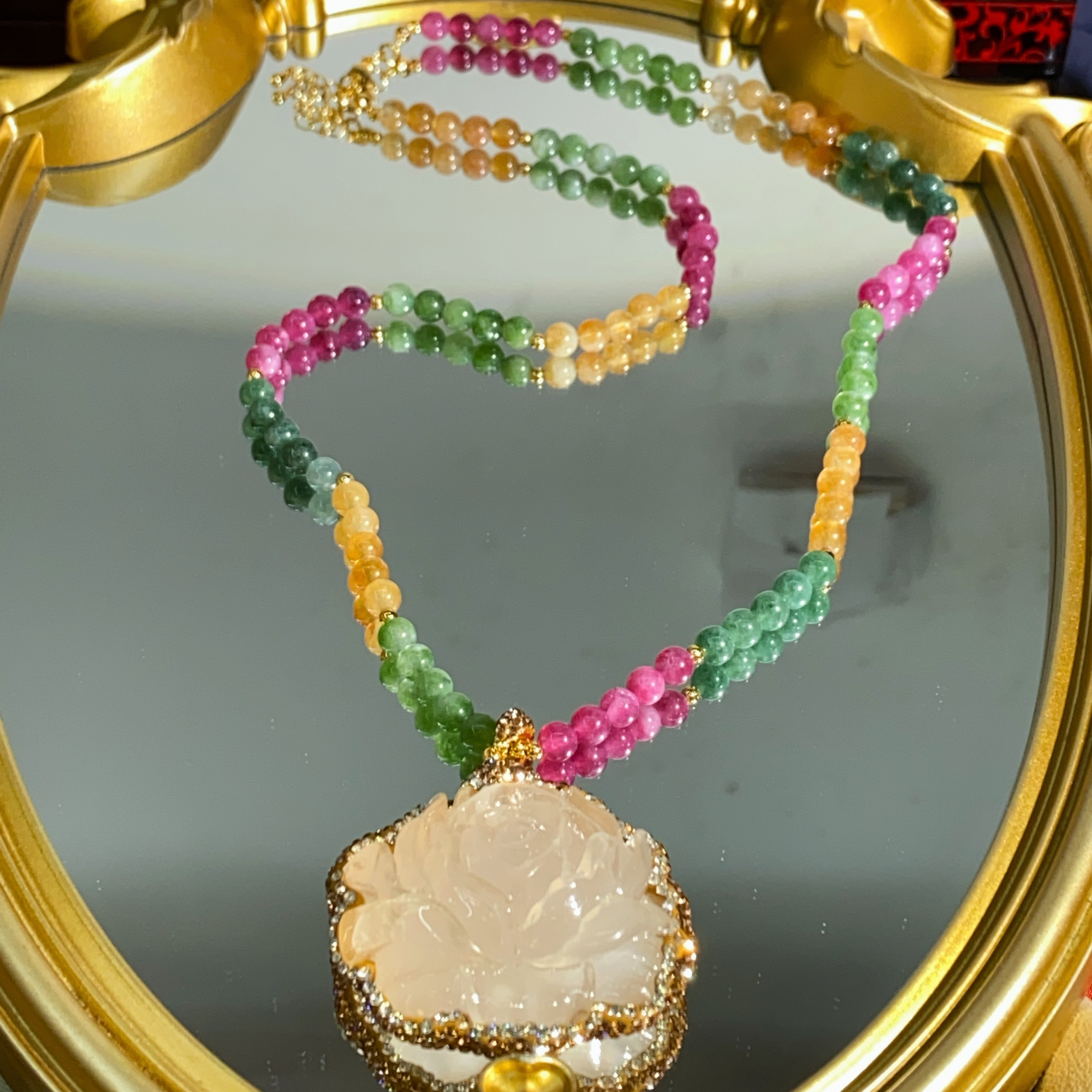 铜合金合成锆石项链 TTSD 白色花时尚潮流百搭款毛衣链 906