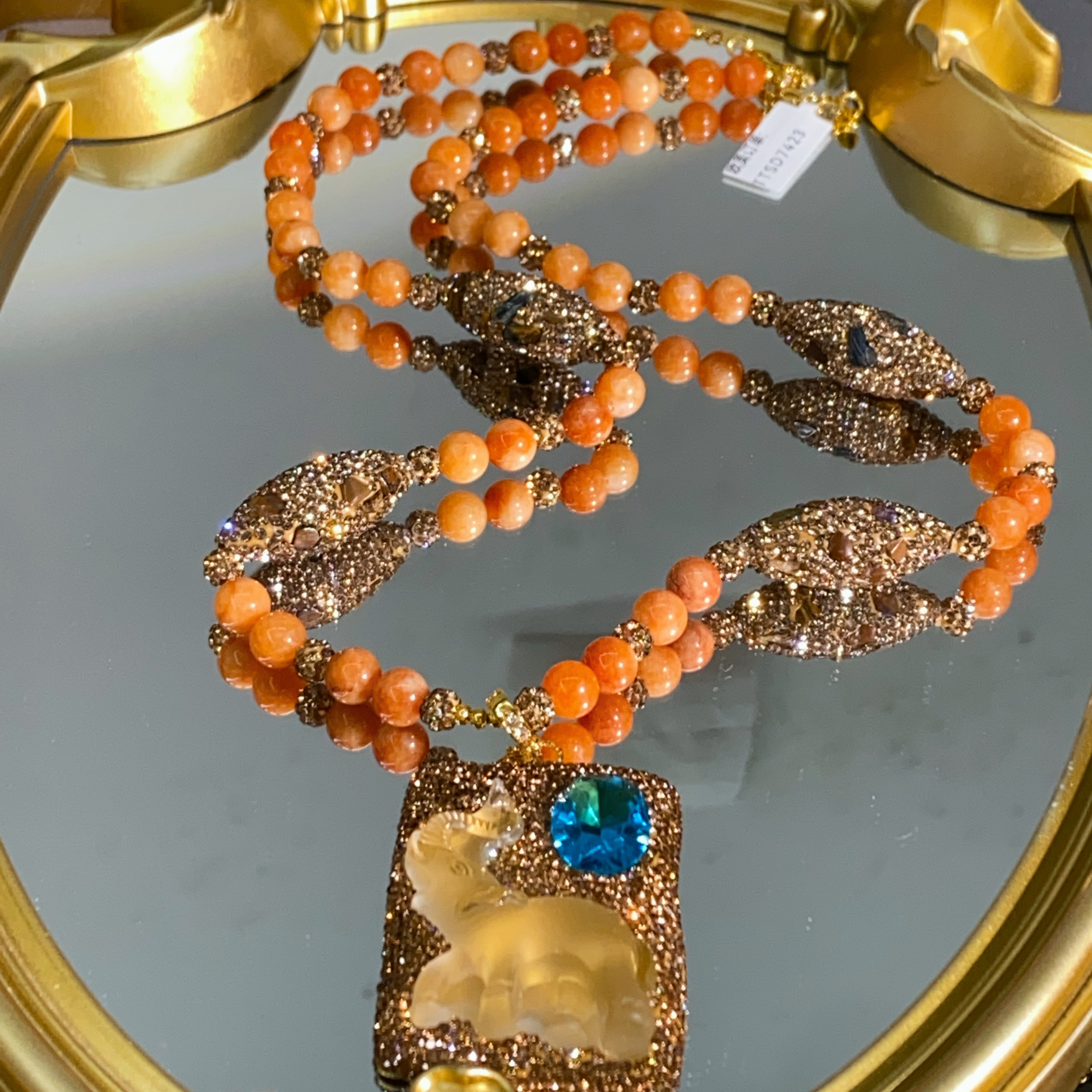 铜合金合成锆石项链 TTSD 黄色时尚潮流百搭款毛衣链 7423