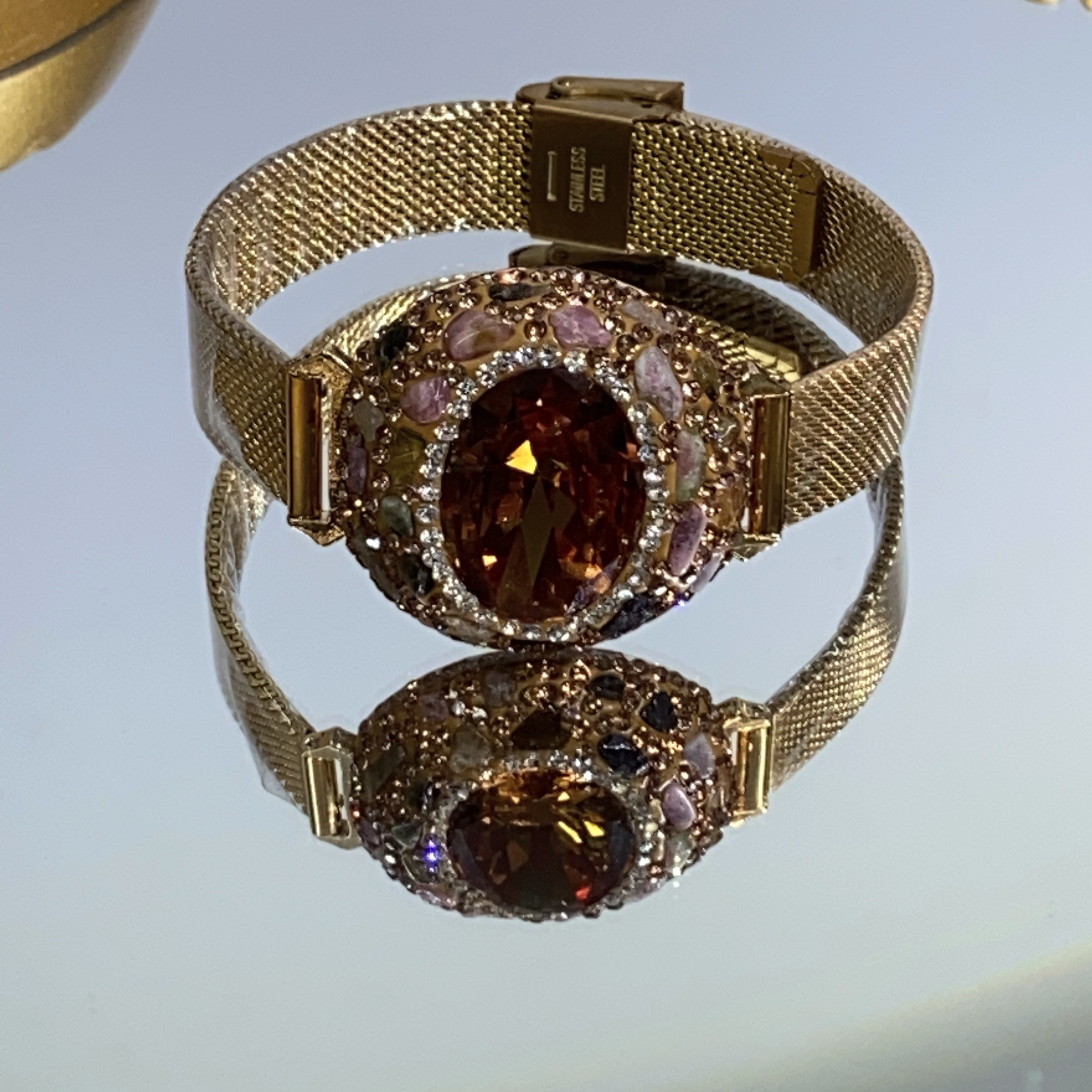 铜合金手镯 TTSD 土耳其苏丹石椭圆经典手表链手镯3676宫廷风美丽