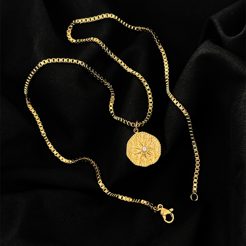 钛钢项链 欧美风轻奢法式金色八芒星吊坠高级感时尚百搭项链配饰