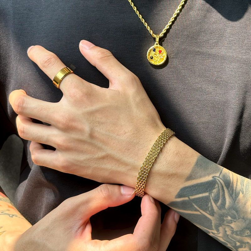 钛钢手链 轻奢百搭新款欧美风潮流古法链条粗手链男气质配饰时尚