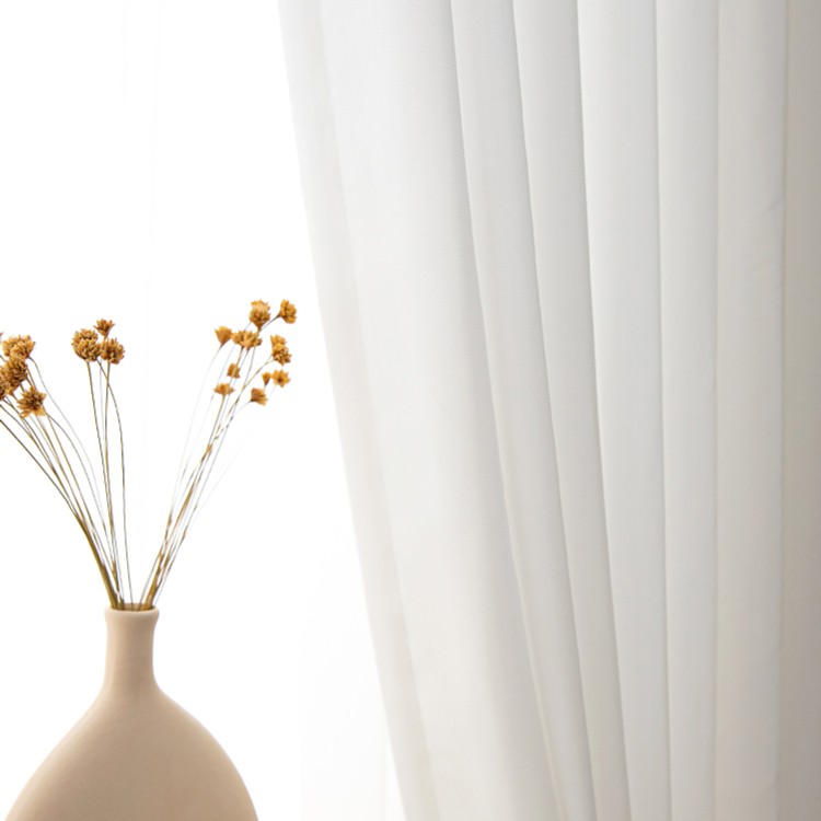 幻影纱透光不透人窗帘网红简约白色纱帘客厅阳台卧室飘窗白纱加厚