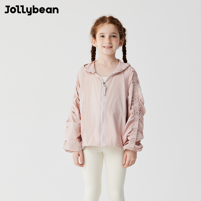 Jollybean儿童防晒衣24夏季新款女童皮标廓形宽松运动防晒外套