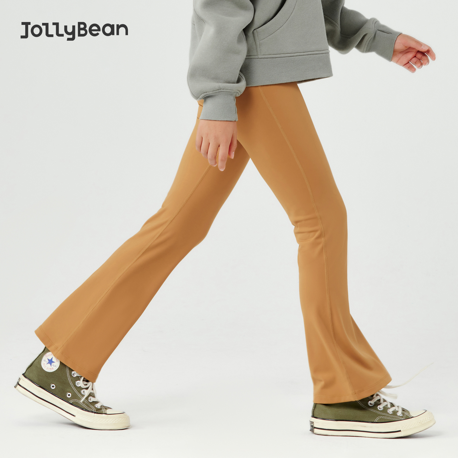 Jollybean女童喇叭裤高腰运动柔软瑜伽显瘦紧身裤 Dofit长裤春夏