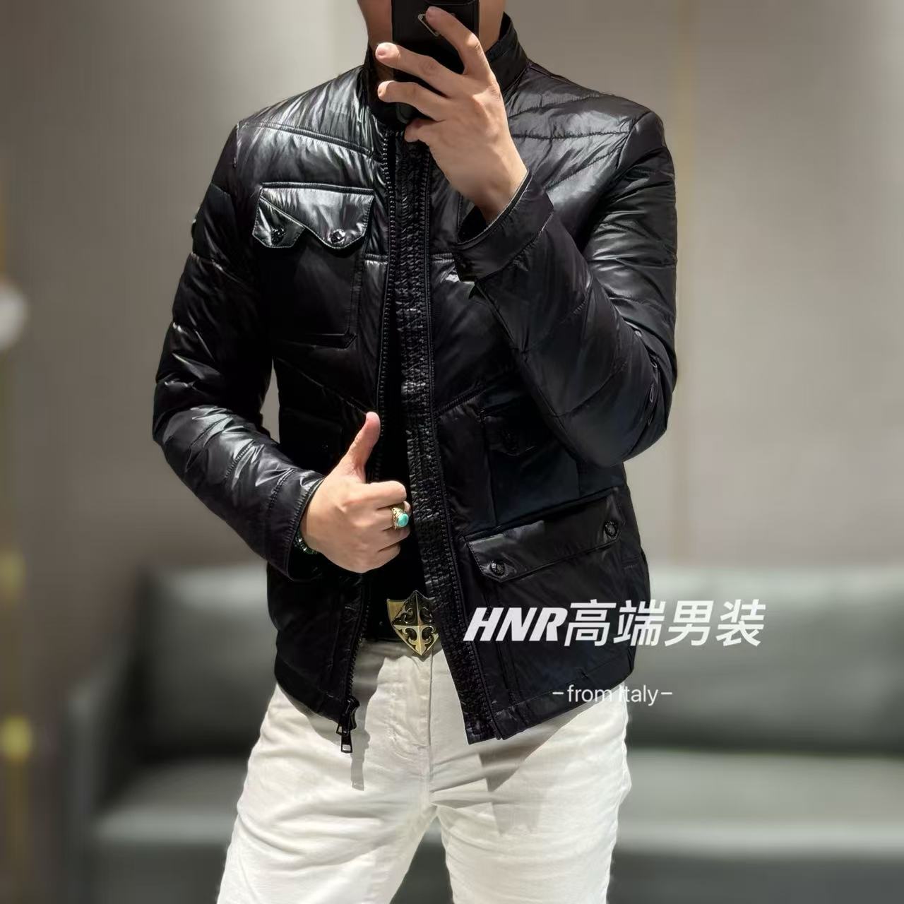 多口袋拼接秋冬小众设计款男士休闲百搭保暖羽绒服9901