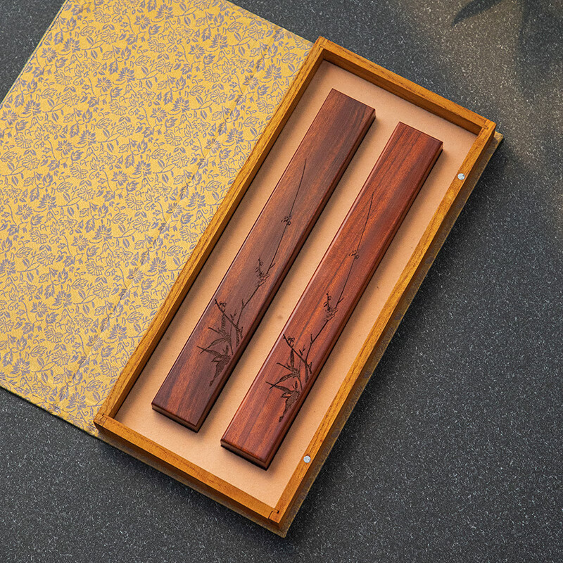 镇纸书法用品文房四宝摆件黑檀木黄铜镇尺定制刻字实木