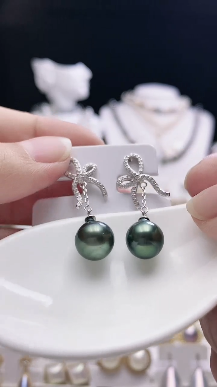 【闪购商品】海水珍珠耳饰银S925镶嵌大溪地巴洛克珍珠耳钉