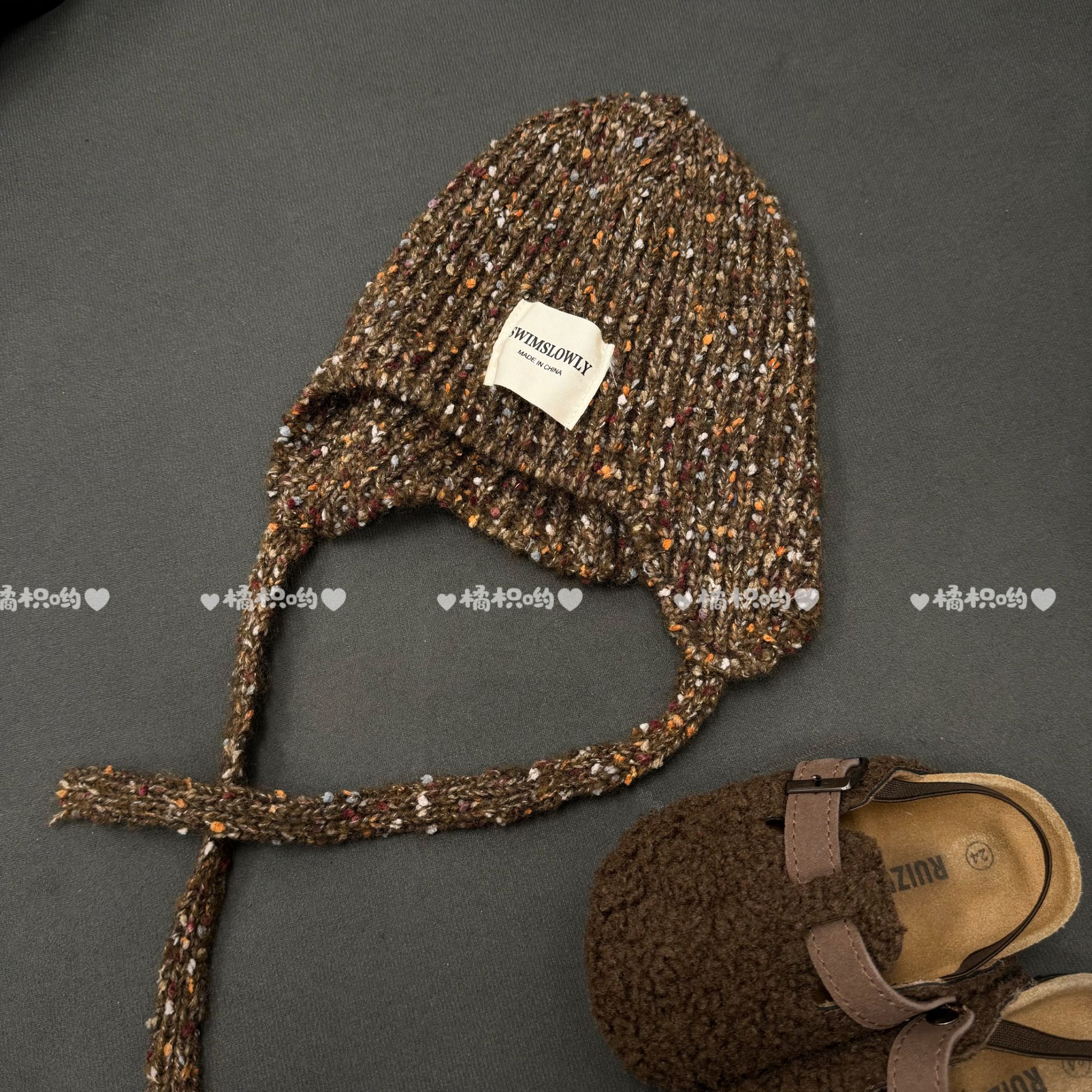 【橘枳哟】美拉德棕彩颗粒毛线帽