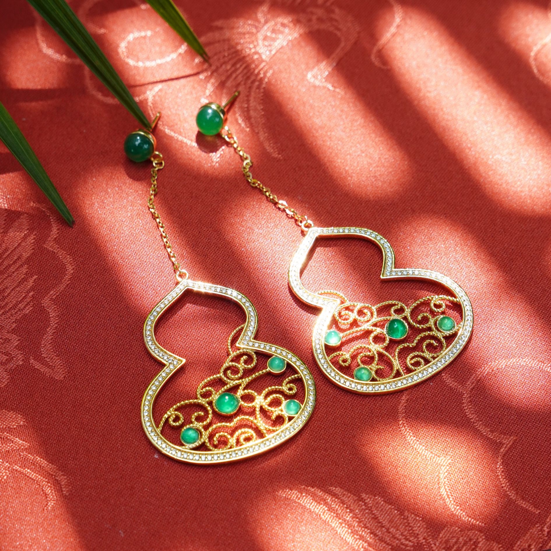 925银耳饰 【葫芦耳饰·葫芦】复古手工百搭银鎏金耳饰气质古风