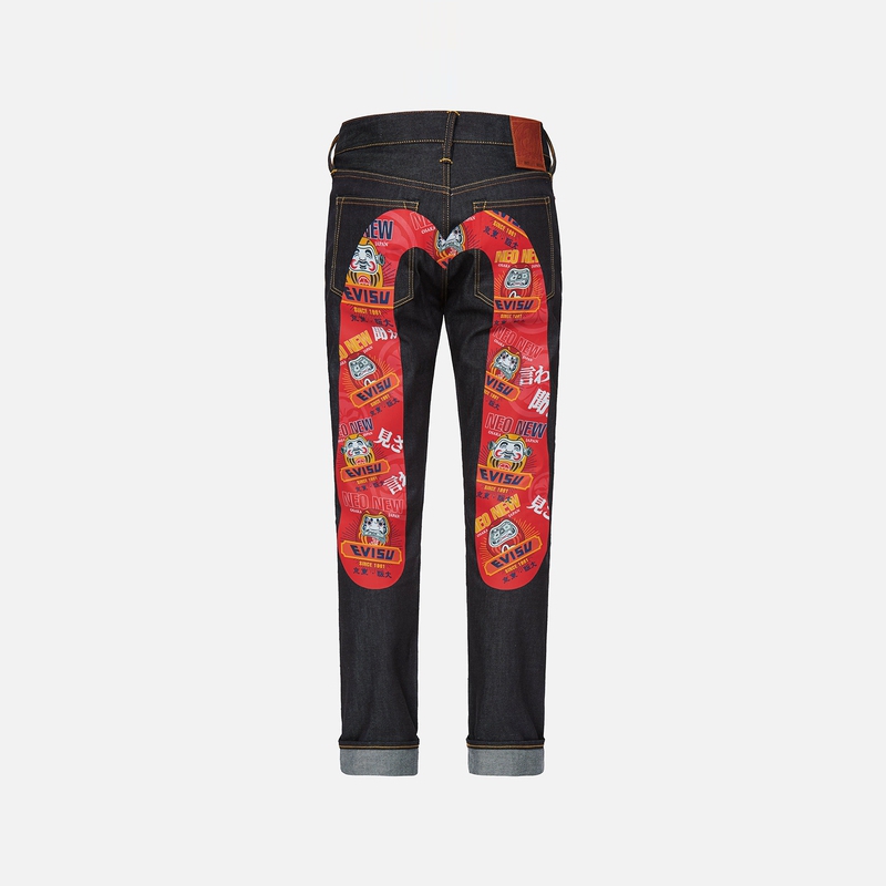 EVISU 休闲复古阳光钞票达摩标志大M牛仔裤男款 2EAADM1JE92317CT