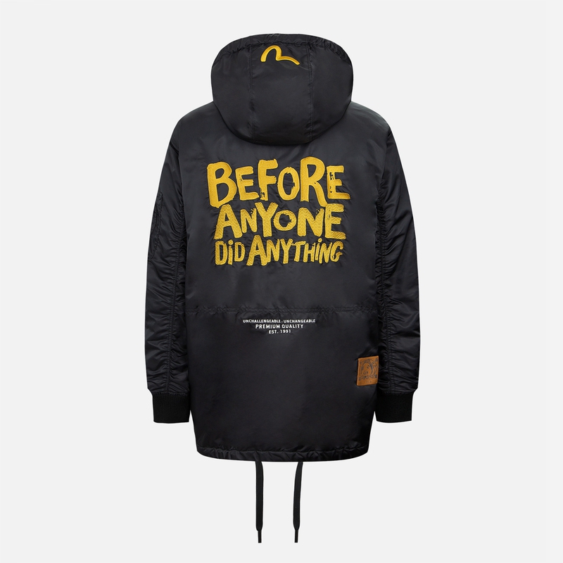 EVISU佛头刺绣休闲运动连帽黑色夹克加厚外套男2EAHTM3CT1929XXNQ