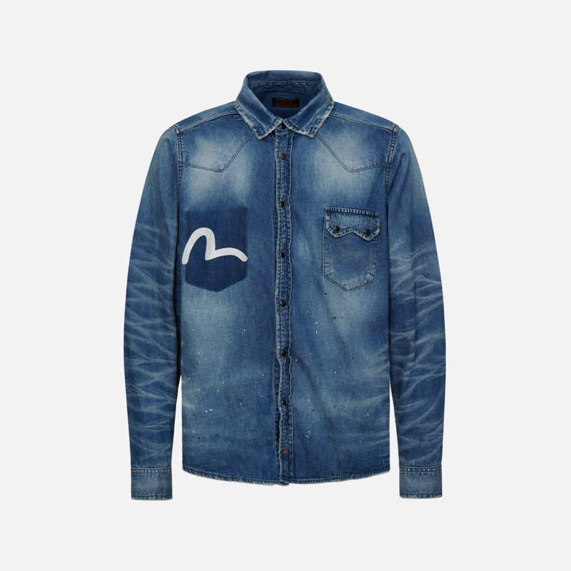 EVISU 春夏海鸥泼墨印花廓形休闲宽松长袖衬衫男士2ESOSM1SL140DN