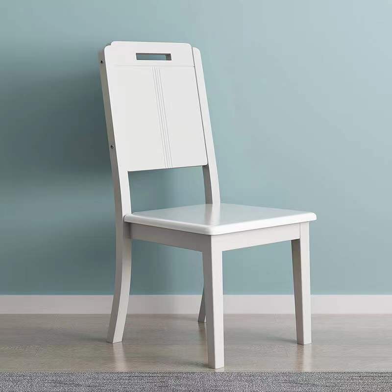 实木餐椅靠背椅子家用白色简约现代轻奢原木凳子餐厅饭店餐桌椅