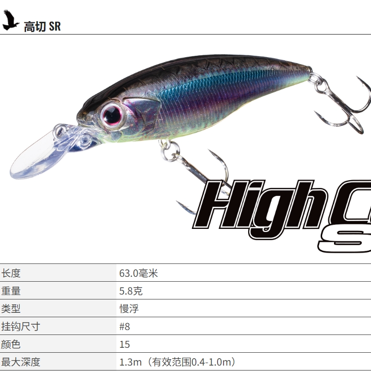 日本OSP新款路亚饵HIGHCUT SR硬饵浅层高压精细SHAD抽停缓浮米诺