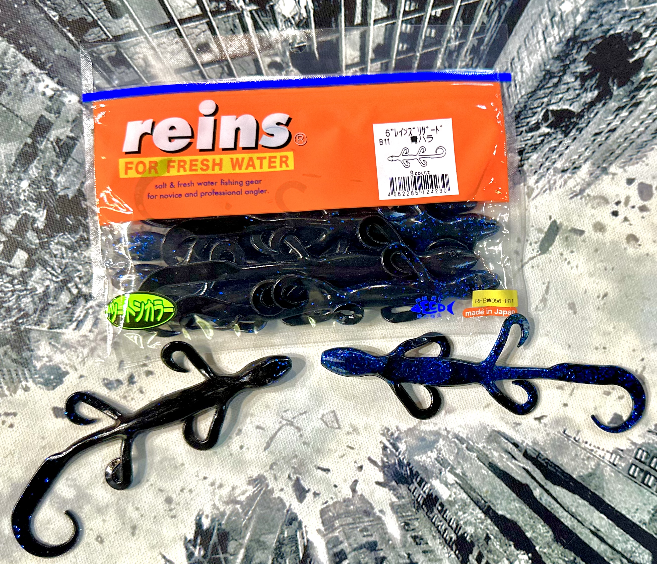 日本Reins 6寸 8寸蜥蜴 异型饵 卡罗 德州 春季产床鲈钓软饵