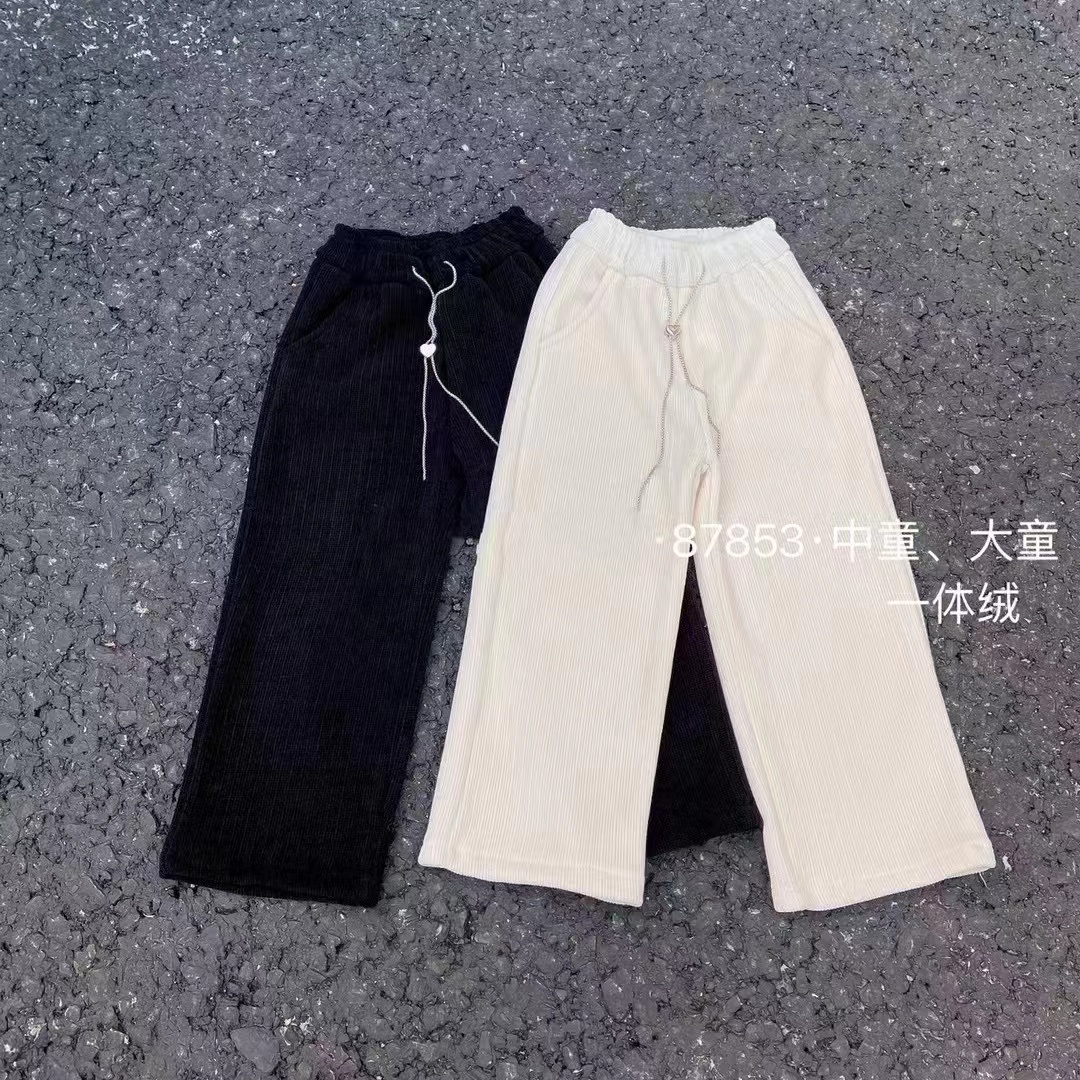 【贝贝优品】女童冬季加绒加厚 百搭爱心链休闲阔腿裤