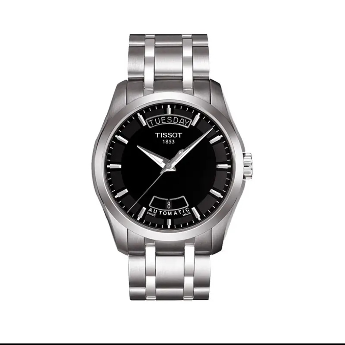 99新 Tissot/天梭 天梭库图T035.407.11.051.00黑盘钢带机械男表