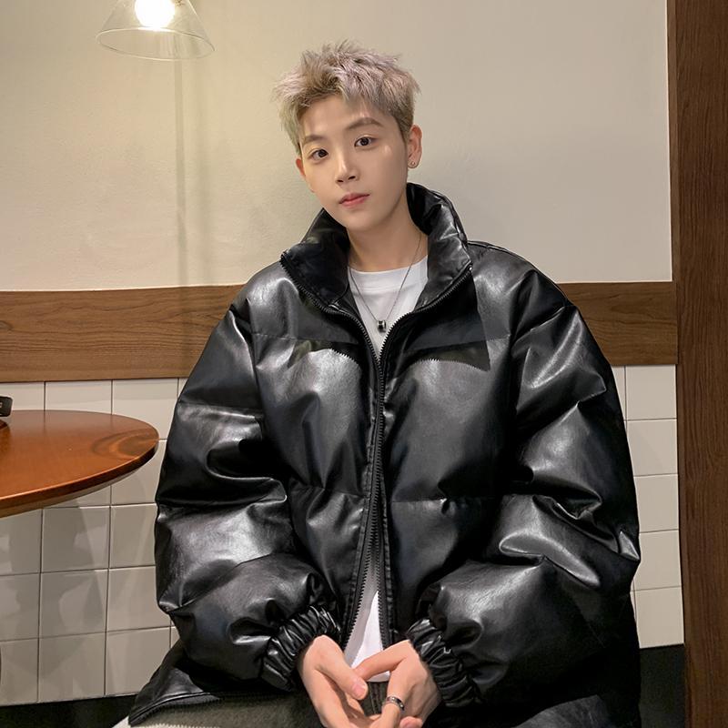 罗蒙pu皮棉服男冬季加厚设计感小众棉衣外套痞帅宽松面包服棉袄子