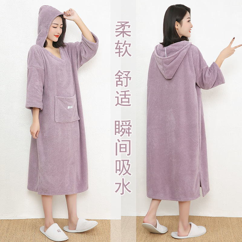 新疆包邮【小扬哥推荐】加厚可穿带帽浴巾比柔软吸水性速干不掉毛