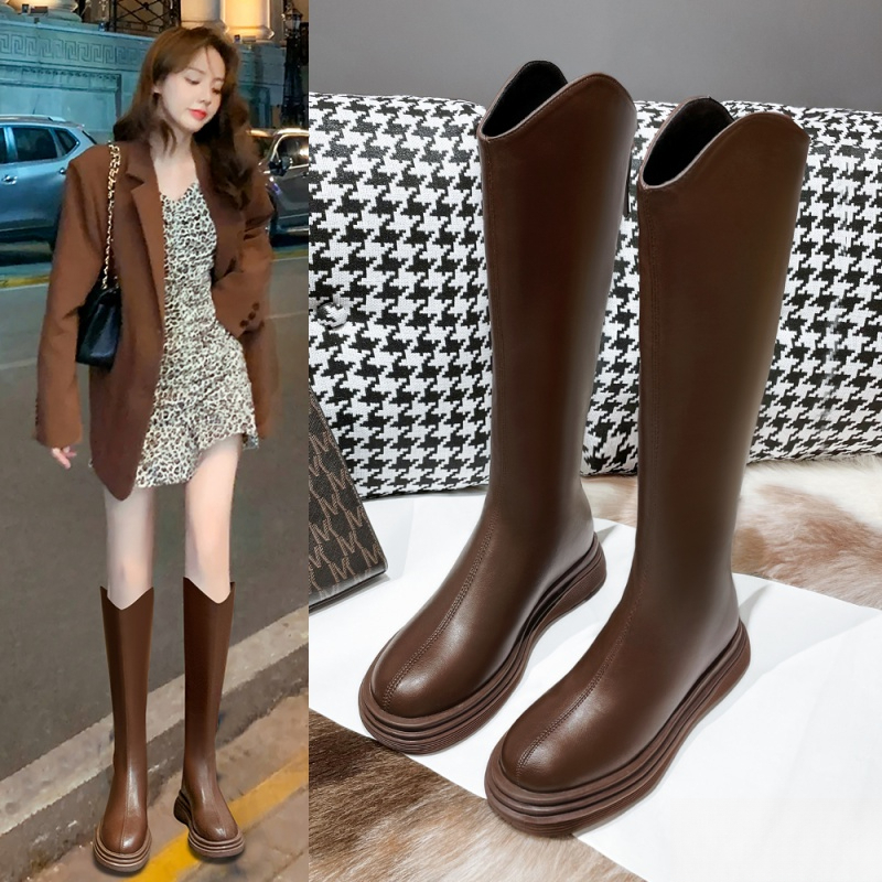 冬季回力休闲品牌断码2023秋冬新款长筒靴女不过膝口骑士靴显瘦长