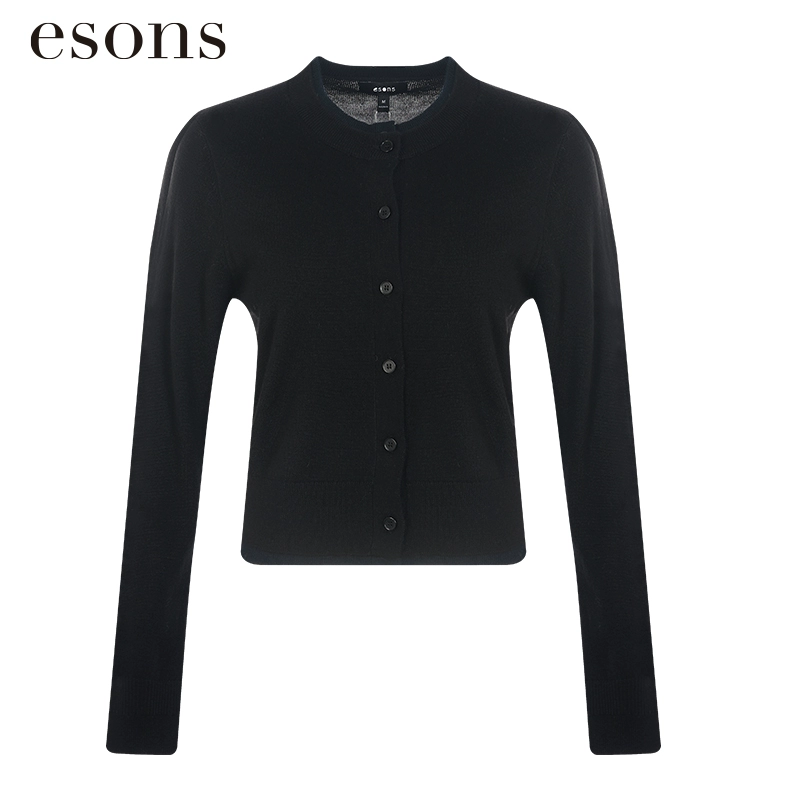 esons/爱城市【商场同款】法式假两件设计系扣圆领针织衫35889720